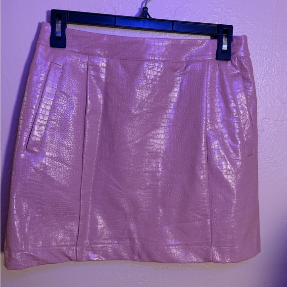 miami Dresses & Skirts - Miami Faux Croc Leather Pink Mini Skirt